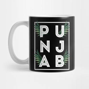 PUNJAB BOLD TYPO WITH GREEN LEAF - the LAND OF FIVE RIVERS Mug